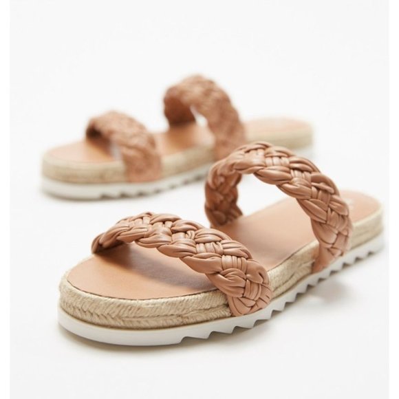 Marc Fisher Shoes - MARC FISHER jamie tan braided slide sandals 8.5